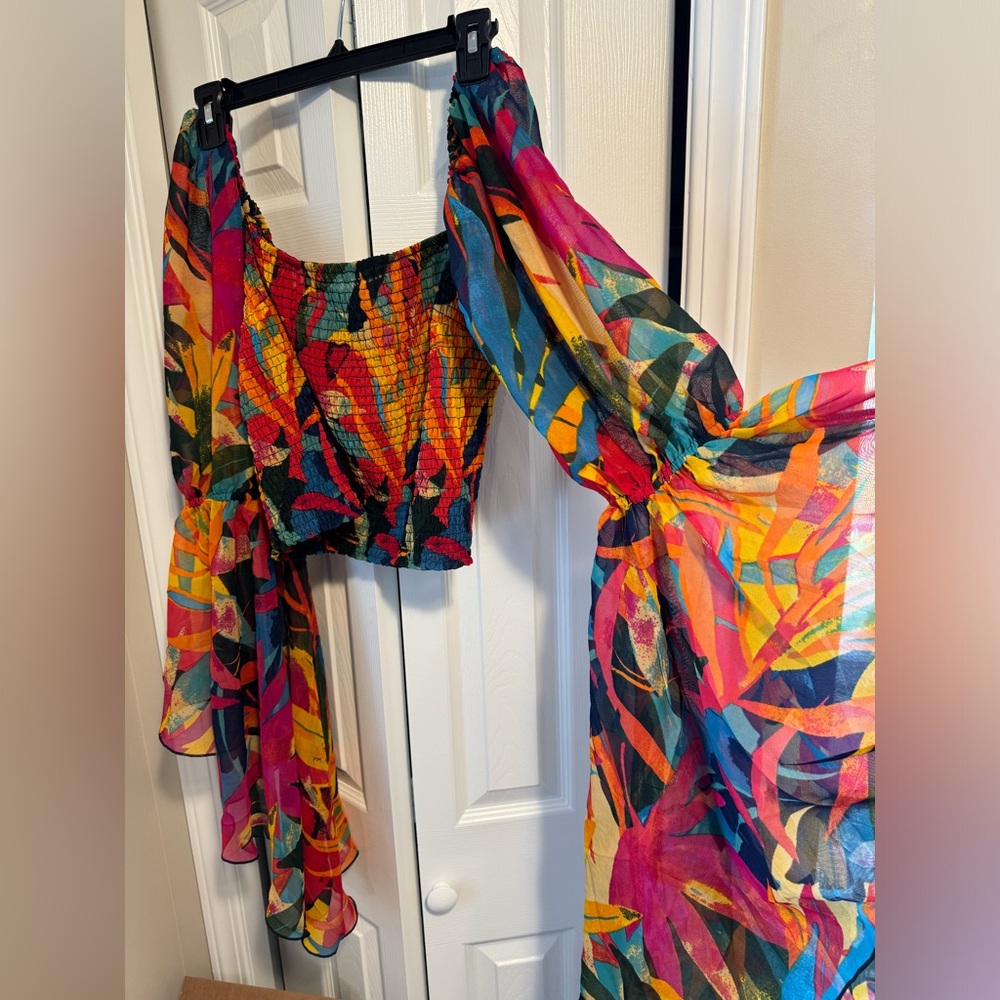 Crop colorful top long sleeves